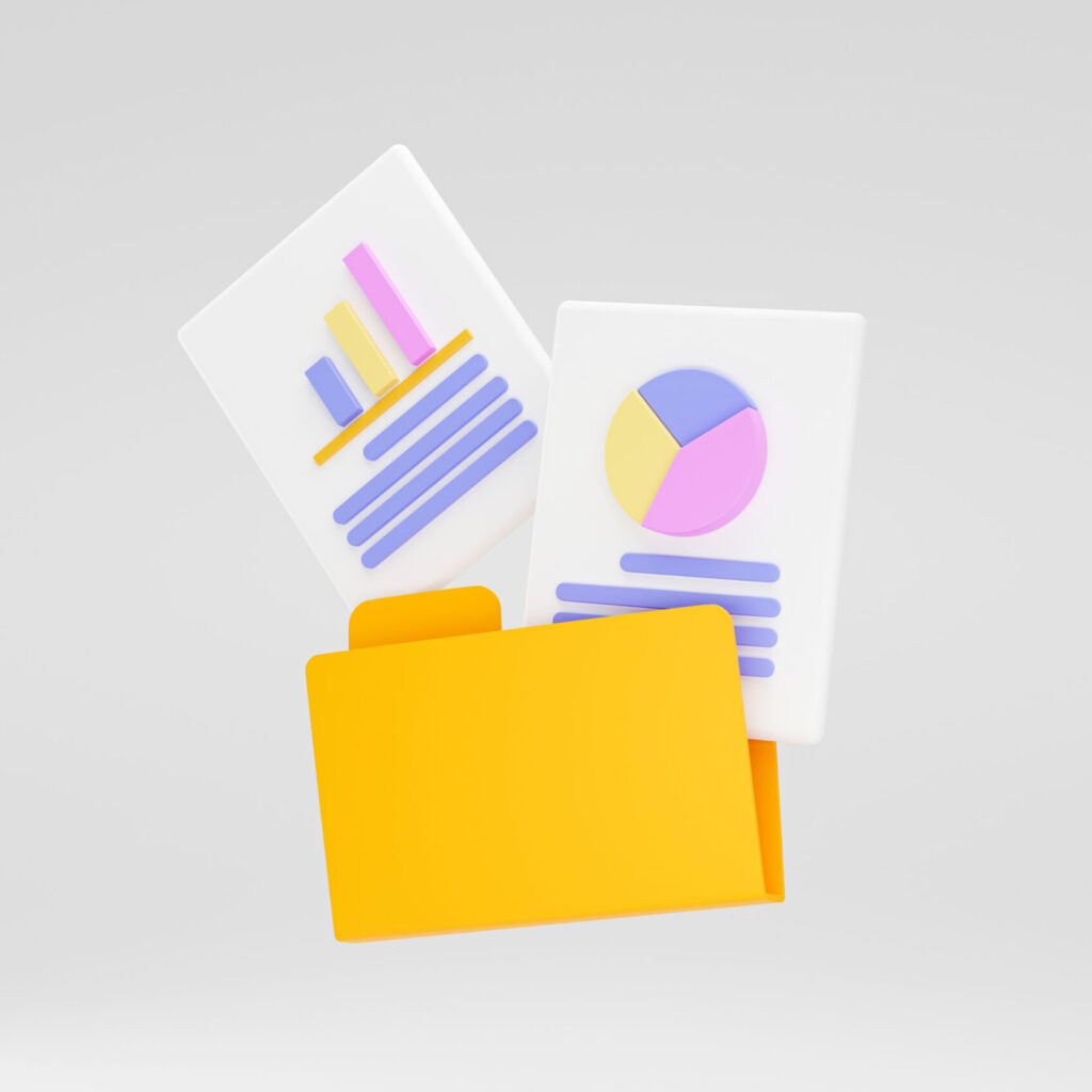 Folder with documents icon sign or symbol background 3D illustra
